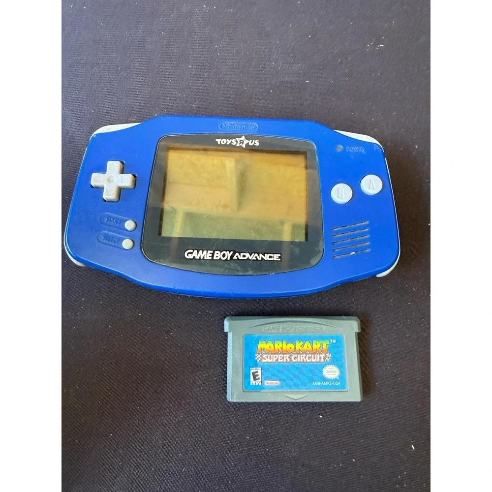 Nintendo Game Boy Advance Blue Toys R Us Edition Powers On Mario Kart Game